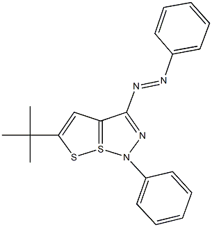 5-tert-butyl-1-phenyl-3-(phenyldiazenyl)-1H-7lambda~4~-[1,2]dithiolo[5,1-e][1,2,3]thiadiazole Struktur