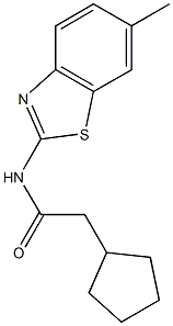 2-cyclopentyl-N-(6-methyl-1,3-benzothiazol-2-yl)acetamide Struktur