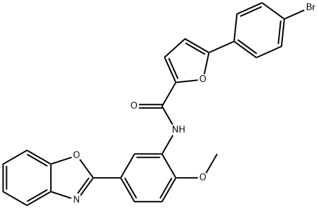 N-[5-(1,3-benzoxazol-2-yl)-2-methoxyphenyl]-5-(4-bromophenyl)-2-furamide Struktur