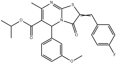 isopropyl 2-(4-fluorobenzylidene)-5-(3-methoxyphenyl)-7-methyl-3-oxo-2,3-dihydro-5H-[1,3]thiazolo[3,2-a]pyrimidine-6-carboxylate Struktur