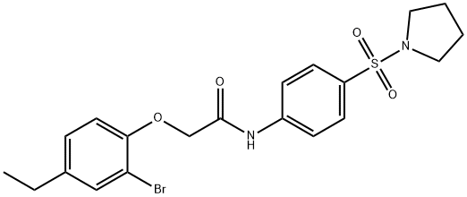 2-(2-bromo-4-ethylphenoxy)-N-[4-(1-pyrrolidinylsulfonyl)phenyl]acetamide Struktur