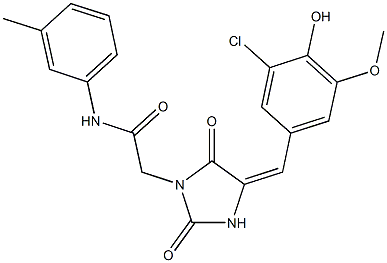 2-[4-(3-chloro-4-hydroxy-5-methoxybenzylidene)-2,5-dioxo-1-imidazolidinyl]-N-(3-methylphenyl)acetamide Struktur