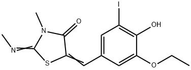 5-(3-ethoxy-4-hydroxy-5-iodobenzylidene)-3-methyl-2-(methylimino)-1,3-thiazolidin-4-one Struktur