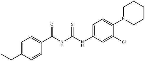 N-[3-chloro-4-(1-piperidinyl)phenyl]-N'-(4-ethylbenzoyl)thiourea Struktur