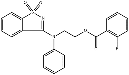 2-[(1,1-dioxido-1,2-benzisothiazol-3-yl)anilino]ethyl 2-fluorobenzoate Struktur