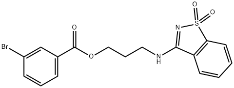 3-[(1,1-dioxido-1,2-benzisothiazol-3-yl)amino]propyl 3-bromobenzoate Struktur