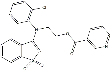 2-[2-chloro(1,1-dioxido-1,2-benzisothiazol-3-yl)anilino]ethyl nicotinate Struktur