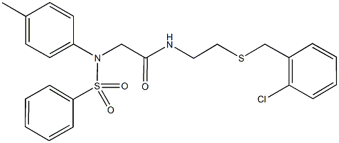 N-{2-[(2-chlorobenzyl)sulfanyl]ethyl}-2-[4-methyl(phenylsulfonyl)anilino]acetamide Struktur