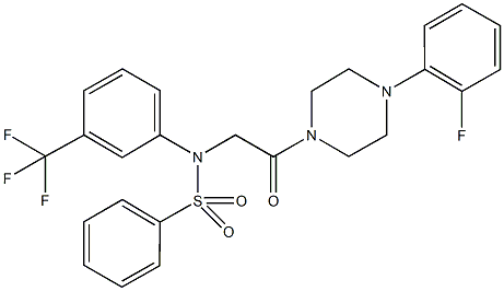 N-{2-[4-(2-fluorophenyl)-1-piperazinyl]-2-oxoethyl}-N-[3-(trifluoromethyl)phenyl]benzenesulfonamide Struktur