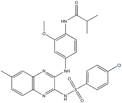 N-{4-[(3-{[(4-chlorophenyl)sulfonyl]amino}-7-methyl-2-quinoxalinyl)amino]-2-methoxyphenyl}-2-methylpropanamide Struktur