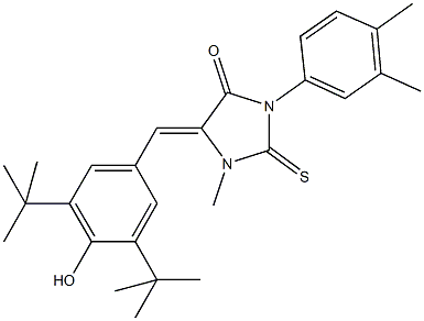 5-(3,5-ditert-butyl-4-hydroxybenzylidene)-3-(3,4-dimethylphenyl)-1-methyl-2-thioxoimidazolidin-4-one Struktur