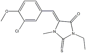 5-(3-chloro-4-methoxybenzylidene)-3-ethyl-1-methyl-2-thioxoimidazolidin-4-one Struktur