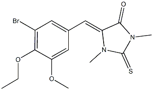 5-(3-bromo-4-ethoxy-5-methoxybenzylidene)-1,3-dimethyl-2-thioxoimidazolidin-4-one Struktur