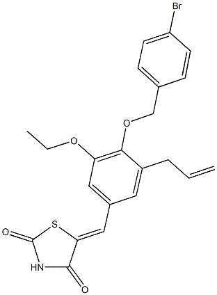 5-{3-allyl-4-[(4-bromobenzyl)oxy]-5-ethoxybenzylidene}-1,3-thiazolidine-2,4-dione Struktur