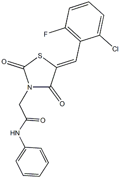 2-[5-(2-chloro-6-fluorobenzylidene)-2,4-dioxo-1,3-thiazolidin-3-yl]-N-phenylacetamide Struktur