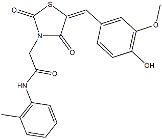 2-[5-(4-hydroxy-3-methoxybenzylidene)-2,4-dioxo-1,3-thiazolidin-3-yl]-N-(2-methylphenyl)acetamide Struktur