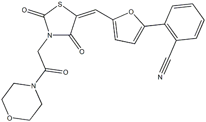 2-[5-({3-[2-(4-morpholinyl)-2-oxoethyl]-2,4-dioxo-1,3-thiazolidin-5-ylidene}methyl)-2-furyl]benzonitrile Struktur