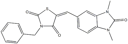 3-benzyl-5-[(1,3-dimethyl-2-oxo-2,3-dihydro-1H-benzimidazol-5-yl)methylene]-1,3-thiazolidine-2,4-dione Struktur