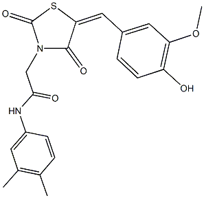 N-(3,4-dimethylphenyl)-2-[5-(4-hydroxy-3-methoxybenzylidene)-2,4-dioxo-1,3-thiazolidin-3-yl]acetamide Struktur