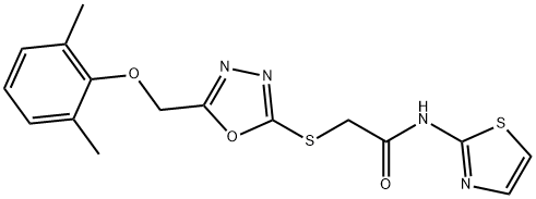 2-({5-[(2,6-dimethylphenoxy)methyl]-1,3,4-oxadiazol-2-yl}sulfanyl)-N-(1,3-thiazol-2-yl)acetamide Struktur