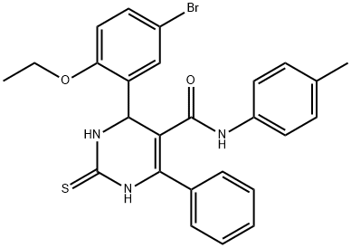 6-(5-bromo-2-ethoxyphenyl)-N-(4-methylphenyl)-4-phenyl-2-sulfanyl-1,6-dihydropyrimidine-5-carboxamide Struktur