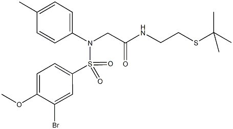 2-{[(3-bromo-4-methoxyphenyl)sulfonyl]-4-methylanilino}-N-[2-(tert-butylsulfanyl)ethyl]acetamide Struktur