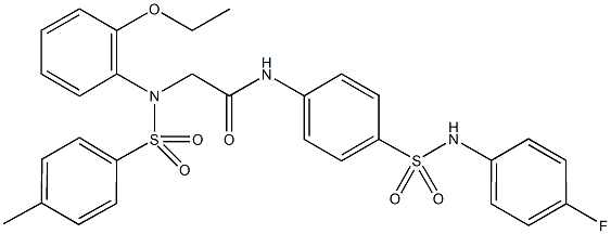 2-{2-ethoxy[(4-methylphenyl)sulfonyl]anilino}-N-{4-[(4-fluoroanilino)sulfonyl]phenyl}acetamide Struktur