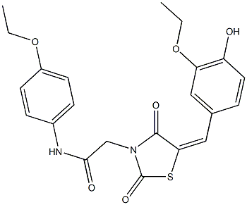 2-[5-(3-ethoxy-4-hydroxybenzylidene)-2,4-dioxo-1,3-thiazolidin-3-yl]-N-(4-ethoxyphenyl)acetamide Struktur