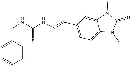 1,3-dimethyl-2-oxo-2,3-dihydro-1H-benzimidazole-5-carbaldehyde N-benzylthiosemicarbazone Struktur