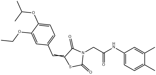 N-(3,4-dimethylphenyl)-2-[5-(3-ethoxy-4-isopropoxybenzylidene)-2,4-dioxo-1,3-thiazolidin-3-yl]acetamide Struktur