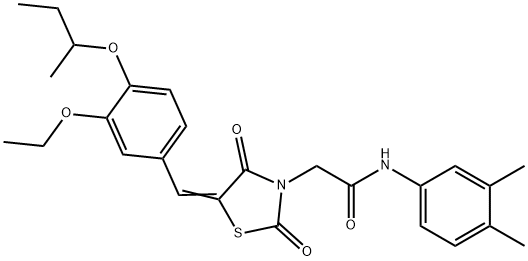 2-[5-(4-sec-butoxy-3-ethoxybenzylidene)-2,4-dioxo-1,3-thiazolidin-3-yl]-N-(3,4-dimethylphenyl)acetamide Struktur