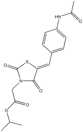 isopropyl {5-[4-(acetylamino)benzylidene]-2,4-dioxo-1,3-thiazolidin-3-yl}acetate Struktur