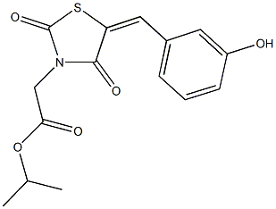 isopropyl [5-(3-hydroxybenzylidene)-2,4-dioxo-1,3-thiazolidin-3-yl]acetate Struktur