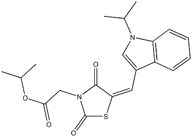 isopropyl {5-[(1-isopropyl-1H-indol-3-yl)methylene]-2,4-dioxo-1,3-thiazolidin-3-yl}acetate Struktur