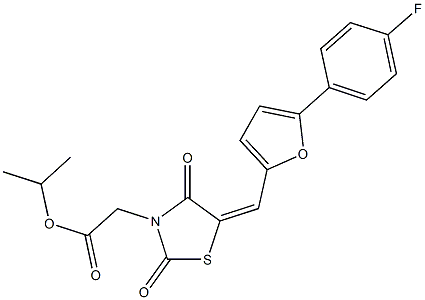 isopropyl (5-{[5-(4-fluorophenyl)-2-furyl]methylene}-2,4-dioxo-1,3-thiazolidin-3-yl)acetate Struktur