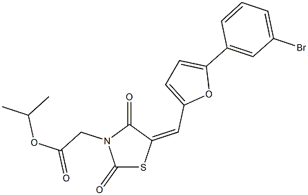 isopropyl (5-{[5-(3-bromophenyl)-2-furyl]methylene}-2,4-dioxo-1,3-thiazolidin-3-yl)acetate Struktur