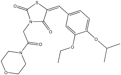 5-(3-ethoxy-4-isopropoxybenzylidene)-3-[2-(4-morpholinyl)-2-oxoethyl]-1,3-thiazolidine-2,4-dione Struktur