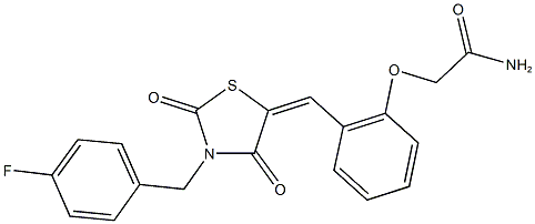 2-(2-{[3-(4-fluorobenzyl)-2,4-dioxo-1,3-thiazolidin-5-ylidene]methyl}phenoxy)acetamide Struktur