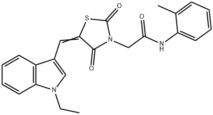 2-{5-[(1-ethyl-1H-indol-3-yl)methylene]-2,4-dioxo-1,3-thiazolidin-3-yl}-N-(2-methylphenyl)acetamide Struktur