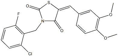 3-(2-chloro-6-fluorobenzyl)-5-(3,4-dimethoxybenzylidene)-1,3-thiazolidine-2,4-dione Struktur