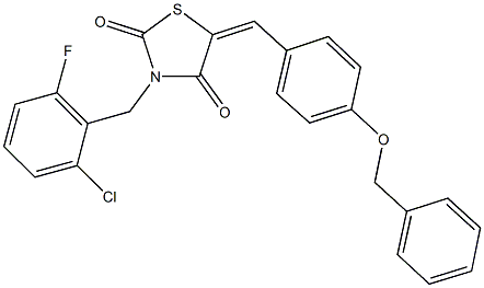 5-[4-(benzyloxy)benzylidene]-3-(2-chloro-6-fluorobenzyl)-1,3-thiazolidine-2,4-dione Struktur