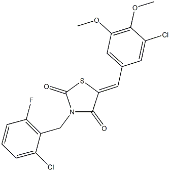 5-(3-chloro-4,5-dimethoxybenzylidene)-3-(2-chloro-6-fluorobenzyl)-1,3-thiazolidine-2,4-dione Struktur