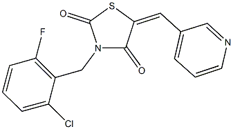 3-(2-chloro-6-fluorobenzyl)-5-(3-pyridinylmethylene)-1,3-thiazolidine-2,4-dione Struktur