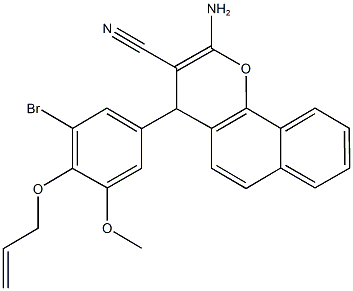 4-[4-(allyloxy)-3-bromo-5-methoxyphenyl]-2-amino-4H-benzo[h]chromene-3-carbonitrile Struktur