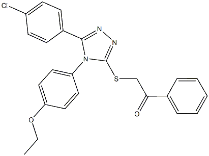 2-{[5-(4-chlorophenyl)-4-(4-ethoxyphenyl)-4H-1,2,4-triazol-3-yl]sulfanyl}-1-phenylethanone Struktur