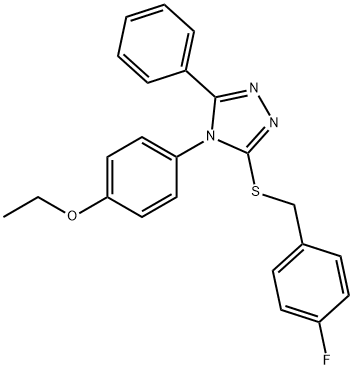 ethyl 4-{3-[(4-fluorobenzyl)sulfanyl]-5-phenyl-4H-1,2,4-triazol-4-yl}phenyl ether Struktur