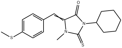 3-cyclohexyl-1-methyl-5-[4-(methylsulfanyl)benzylidene]-2-thioxo-4-imidazolidinone Struktur