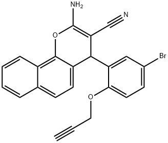 2-amino-4-[5-bromo-2-(2-propynyloxy)phenyl]-4H-benzo[h]chromene-3-carbonitrile Struktur