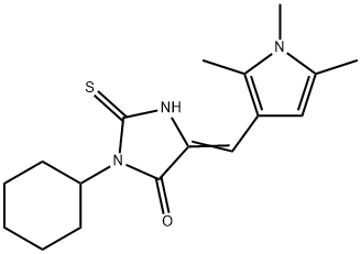 3-cyclohexyl-2-thioxo-5-[(1,2,5-trimethyl-1H-pyrrol-3-yl)methylene]-4-imidazolidinone Struktur