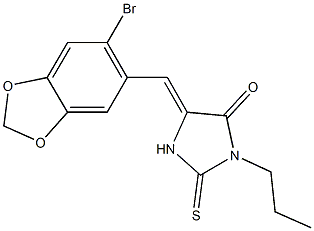 5-[(6-bromo-1,3-benzodioxol-5-yl)methylene]-3-propyl-2-thioxo-4-imidazolidinone Struktur